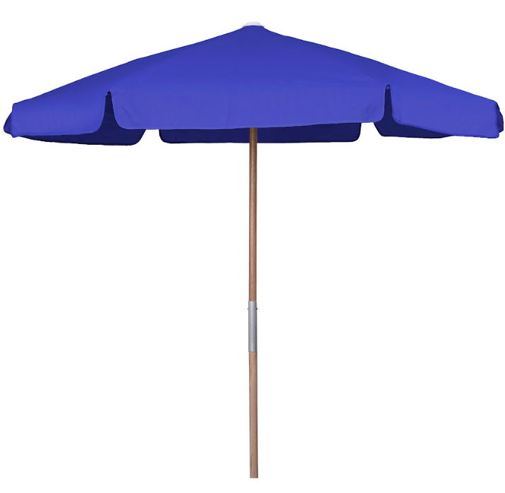 FiberBuilt 7.5 Foot Push Up Beach Umbrella with Teal Valance Style Canopy and Natural Oak Pole - 7BPU-6R-WDA-TX-Teal