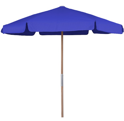 FiberBuilt 7.5 Foot Push Up Beach Umbrella with Teal Valance Style Canopy and Natural Oak Pole - 7BPU-6R-WDA-TX-Teal