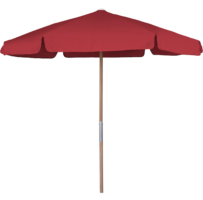 FiberBuilt 7.5 Foot Push Up Beach Umbrella with Teal Valance Style Canopy and Natural Oak Pole - 7BPU-6R-WDA-TX-Teal