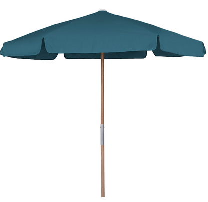 FiberBuilt 7.5 Foot Push Up Beach Umbrella with Teal Valance Style Canopy and Natural Oak Pole - 7BPU-6R-WDA-TX-Teal