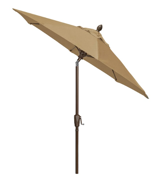 FiberBuilt Market Umbrella with Crank Lift & Push Button Tilt, 7.5 Foot Natural White Marine Grade Canopy and Champagne Bronze Pole - 7MCRCB-T-8605