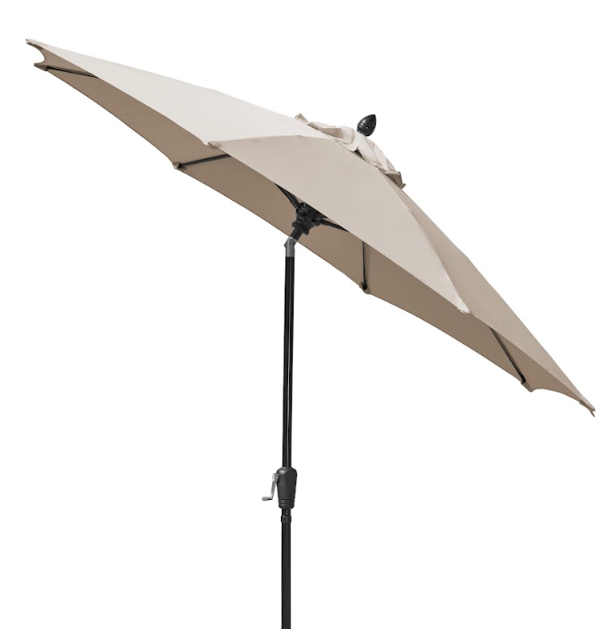 FiberBuilt Patio Umbrella with Crank Lift & Push Button Tilt, 9 Foot Black Canopy and Black Pole - 9HCRK-T-Black