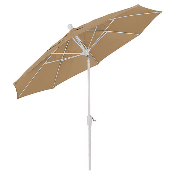 FiberBuilt Patio Umbrella with Crank Lift & Push Button Tilt, 9 Foot Navy Blue Canopy and White Pole - 9HCRW-T-Navy Blue