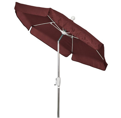 FiberBuilt Garden Umbrella with Crank Lift & Push Button Tilt, 7.5 Foot Black Canopy and Bright Aluminum Pole - 7GCRA-T-Black