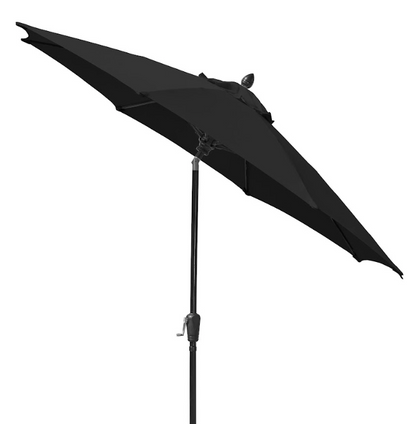 FiberBuilt Patio Umbrella with Crank Lift & Push Button Tilt, 9 Foot Black Canopy and Black Pole - 9HCRK-T-Black