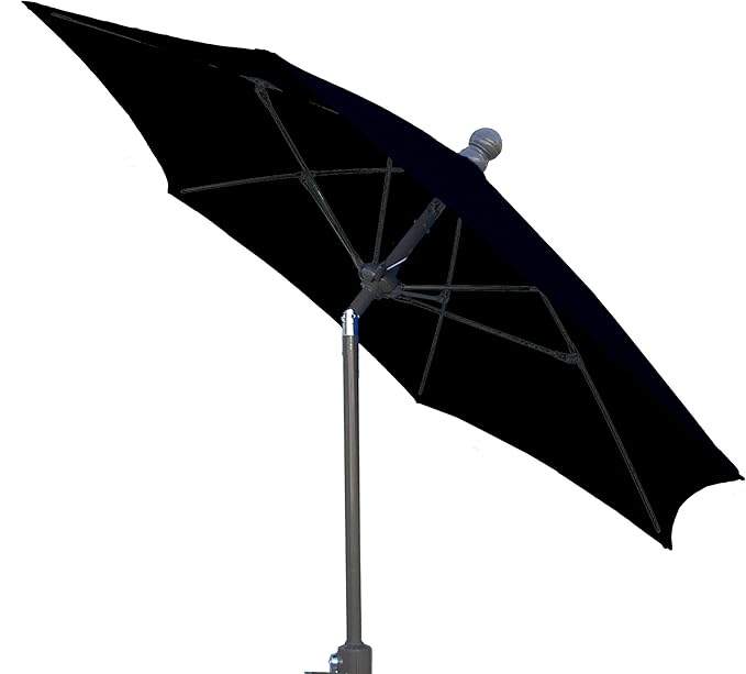 FiberBuilt Patio Umbrella with Crank Lift & Push Button Tilt, 7.5 Foot Black Canopy and Champagne Bronze Pole - 7HCRCB-T-Black