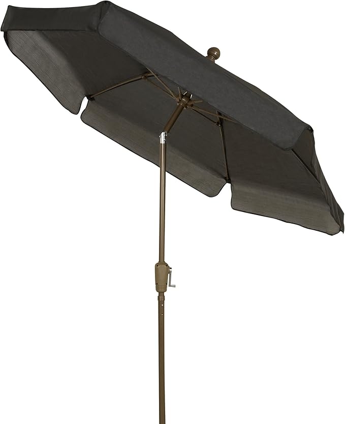 FiberBuilt Garden Umbrella with Crank Lift & Push Button Tilt, 7.5 Foot Red Canopy and Champagne Bronze Pole - 7GCRCB-T-Red