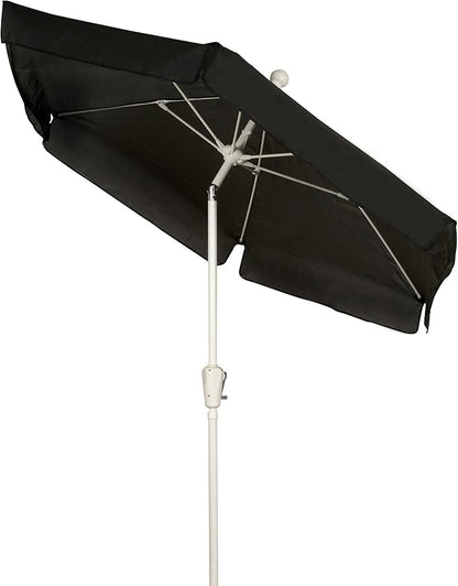 FiberBuilt Garden Umbrella with Crank Lift & Push Button Tilt, 7.5 Foot Yellow Canopy and White Pole - 7GCRW-T-Yellow