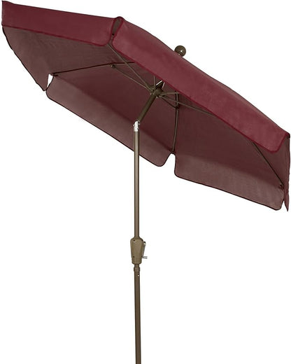 FiberBuilt Garden Umbrella with Crank Lift & Push Button Tilt, 7.5 Foot Red Canopy and Champagne Bronze Pole - 7GCRCB-T-Red