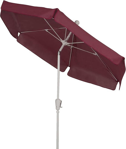 FiberBuilt Garden Umbrella with Crank Lift & Push Button Tilt, 7.5 Foot Yellow Canopy and White Pole - 7GCRW-T-Yellow