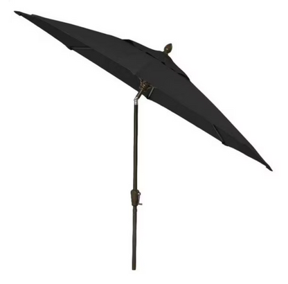 FiberBuilt Market Umbrella with Crank Lift & Push Button Tilt, 9 Foot Black Marine Grade Canopy and Black Pole - 9MCRK-T-8601