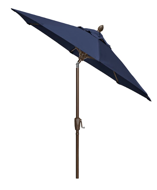 FiberBuilt Market Umbrella with Crank Lift & Push Button Tilt, 7.5 Foot Natural White Marine Grade Canopy and Champagne Bronze Pole - 7MCRCB-T-8605