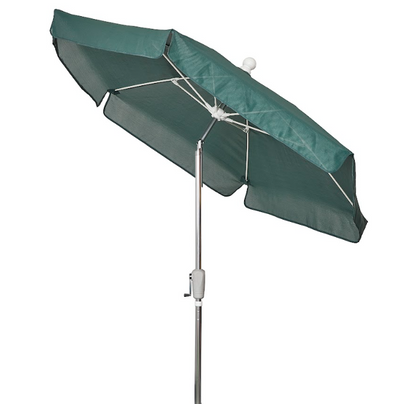 FiberBuilt Garden Umbrella with Crank Lift & Push Button Tilt, 7.5 Foot Black Canopy and Bright Aluminum Pole - 7GCRA-T-Black