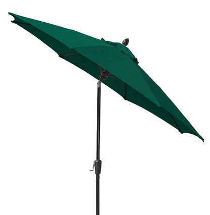 FiberBuilt Patio Umbrella with Crank Lift & Push Button Tilt, 9 Foot Black Canopy and Black Pole - 9HCRK-T-Black