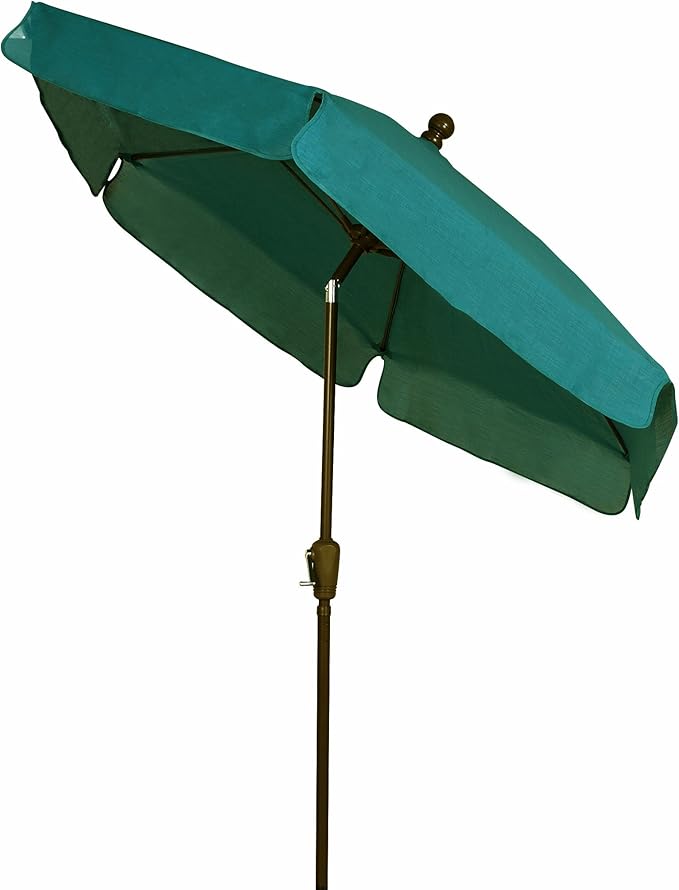 FiberBuilt Garden Umbrella with Crank Lift & Push Button Tilt, 7.5 Foot Red Canopy and Champagne Bronze Pole - 7GCRCB-T-Red