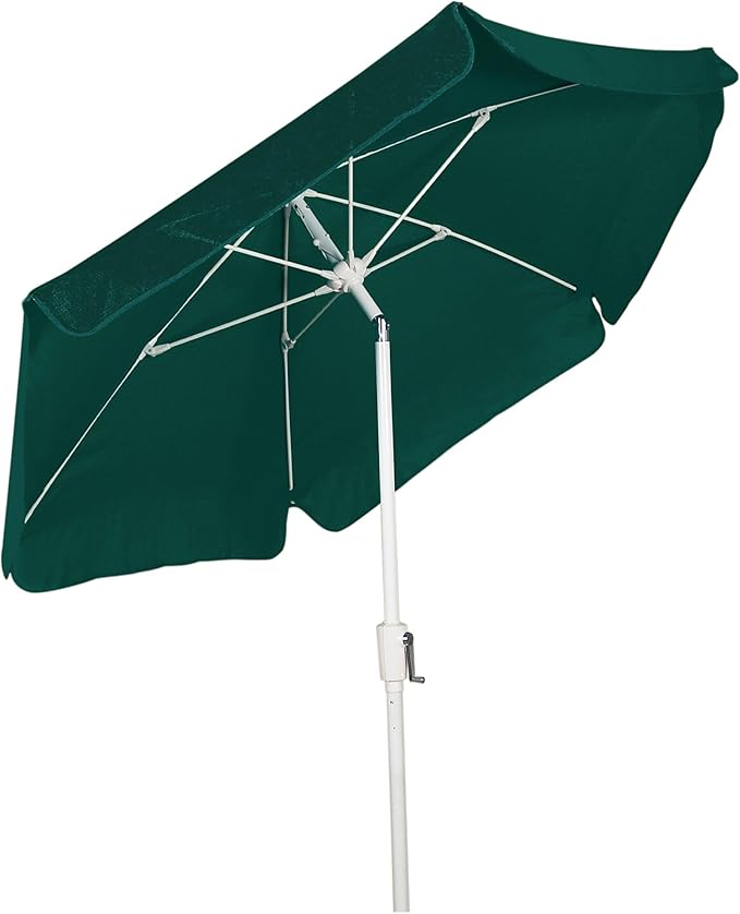 FiberBuilt Garden Umbrella with Crank Lift & Push Button Tilt, 7.5 Foot Yellow Canopy and White Pole - 7GCRW-T-Yellow
