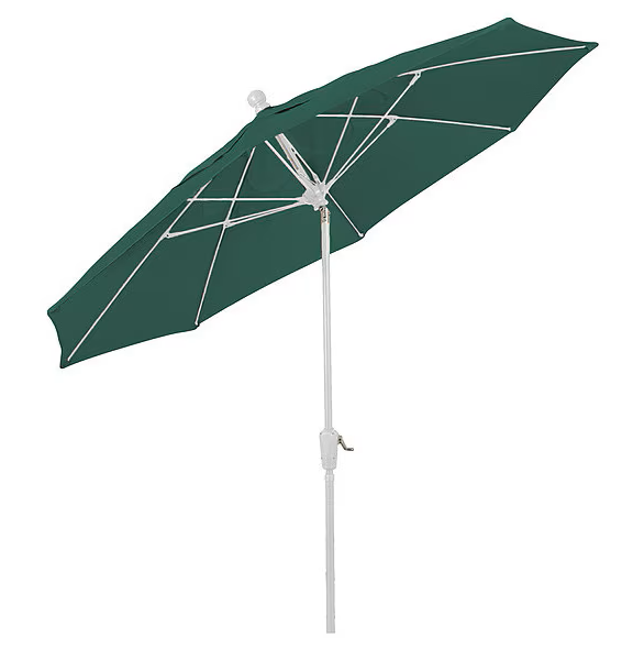 FiberBuilt Patio Umbrella with Crank Lift & Push Button Tilt, 9 Foot Navy Blue Canopy and White Pole - 9HCRW-T-Navy Blue