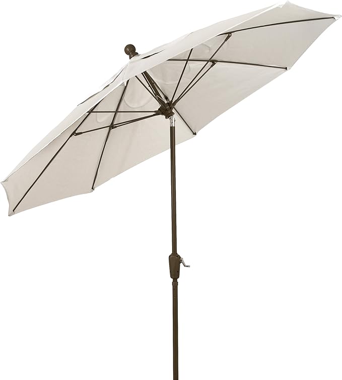 FiberBuilt Patio Umbrella with Crank Lift & Push Button Tilt, 7.5 Foot Black Canopy and Champagne Bronze Pole - 7HCRCB-T-Black