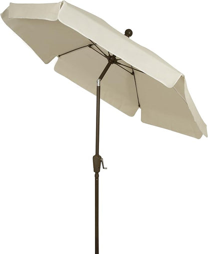 FiberBuilt Garden Umbrella with Crank Lift & Push Button Tilt, 7.5 Foot Red Canopy and Champagne Bronze Pole - 7GCRCB-T-Red