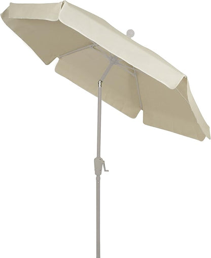 FiberBuilt Garden Umbrella with Crank Lift & Push Button Tilt, 7.5 Foot Yellow Canopy and White Pole - 7GCRW-T-Yellow