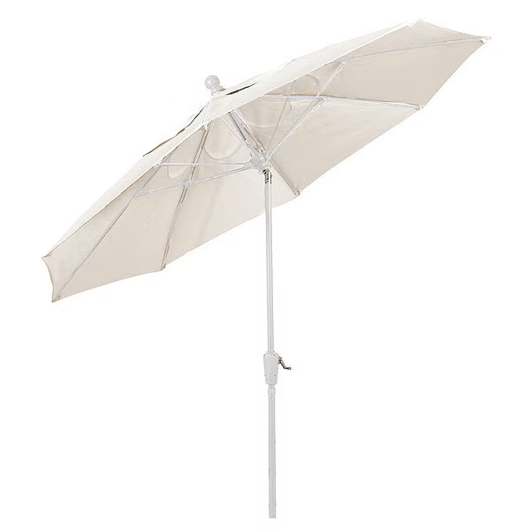 FiberBuilt Patio Umbrella with Crank Lift & Push Button Tilt, 9 Foot Navy Blue Canopy and White Pole - 9HCRW-T-Navy Blue