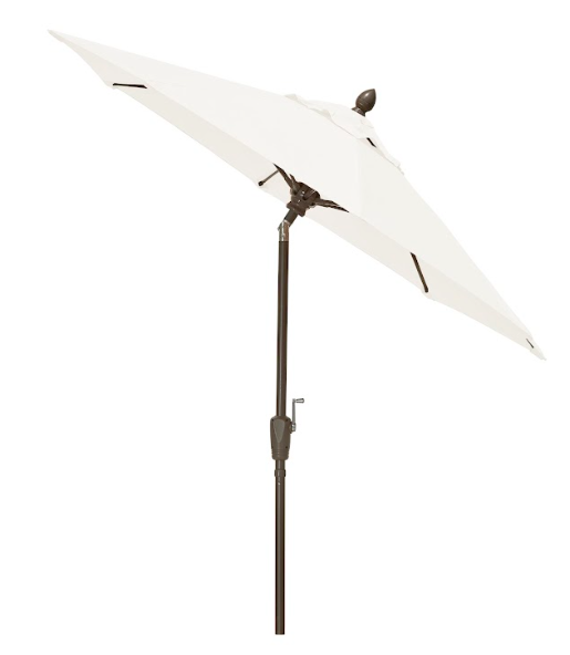 FiberBuilt Market Umbrella with Crank Lift & Push Button Tilt, 7.5 Foot Natural White Marine Grade Canopy and Champagne Bronze Pole - 7MCRCB-T-8605