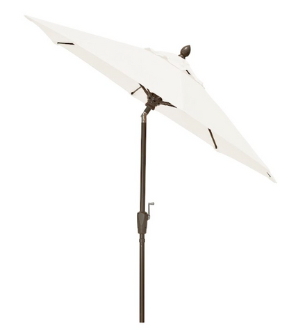 FiberBuilt Market Umbrella with Crank Lift & Push Button Tilt, 7.5 Foot Natural White Marine Grade Canopy and Champagne Bronze Pole - 7MCRCB-T-8605