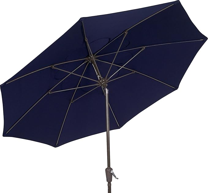 FiberBuilt Patio Umbrella with Crank Lift & Push Button Tilt, 7.5 Foot Black Canopy and Champagne Bronze Pole - 7HCRCB-T-Black