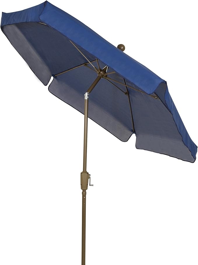 FiberBuilt Garden Umbrella with Crank Lift & Push Button Tilt, 7.5 Foot Red Canopy and Champagne Bronze Pole - 7GCRCB-T-Red