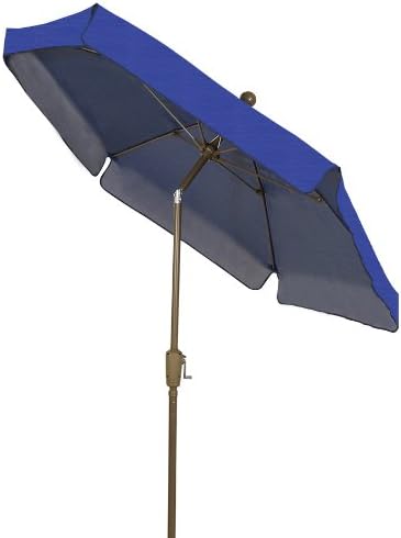 FiberBuilt Garden Umbrella with Crank Lift & Push Button Tilt, 7.5 Foot Red Canopy and Champagne Bronze Pole - 7GCRCB-T-Red