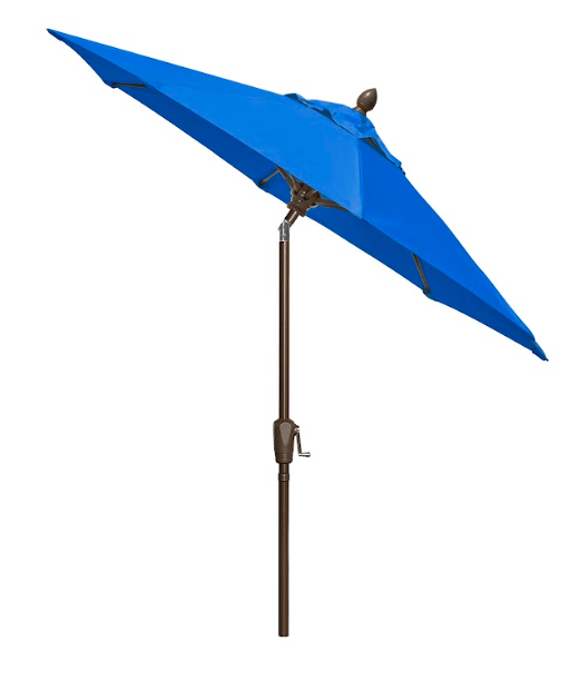 FiberBuilt Market Umbrella with Crank Lift & Push Button Tilt, 7.5 Foot Natural White Marine Grade Canopy and Champagne Bronze Pole - 7MCRCB-T-8605
