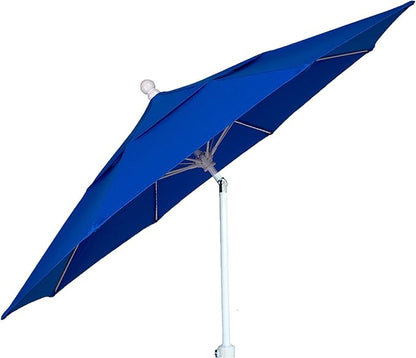 FiberBuilt Patio Umbrella with Crank Lift & Push Button Tilt, 9 Foot Navy Blue Canopy and White Pole - 9HCRW-T-Navy Blue