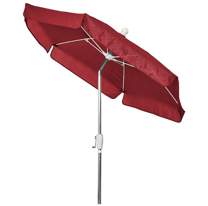 FiberBuilt Garden Umbrella with Crank Lift & Push Button Tilt, 7.5 Foot Black Canopy and Bright Aluminum Pole - 7GCRA-T-Black