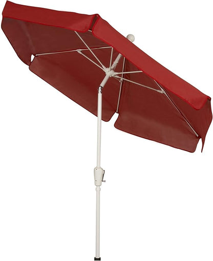 FiberBuilt Garden Umbrella with Crank Lift & Push Button Tilt, 7.5 Foot Yellow Canopy and White Pole - 7GCRW-T-Yellow