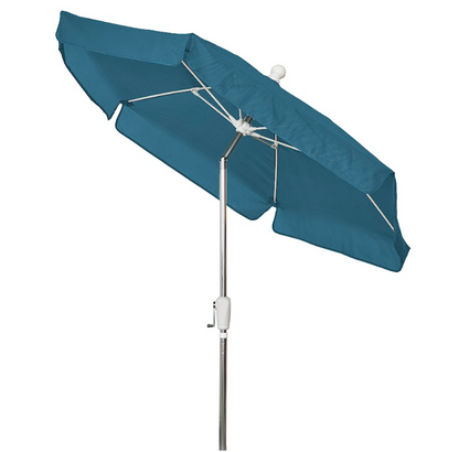 FiberBuilt Garden Umbrella with Crank Lift & Push Button Tilt, 7.5 Foot Black Canopy and Bright Aluminum Pole - 7GCRA-T-Black