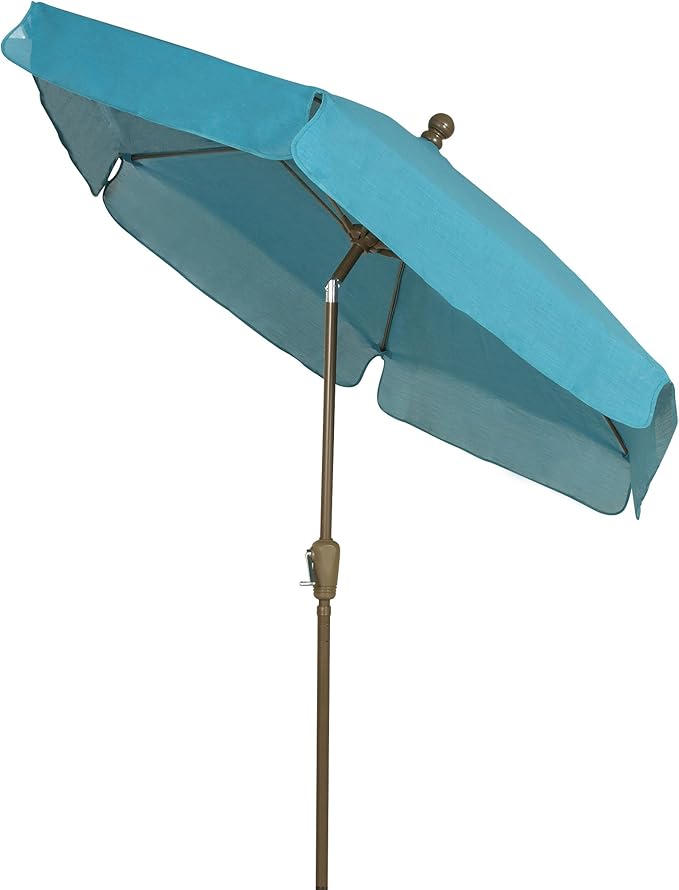 FiberBuilt Garden Umbrella with Crank Lift & Push Button Tilt, 7.5 Foot Red Canopy and Champagne Bronze Pole - 7GCRCB-T-Red