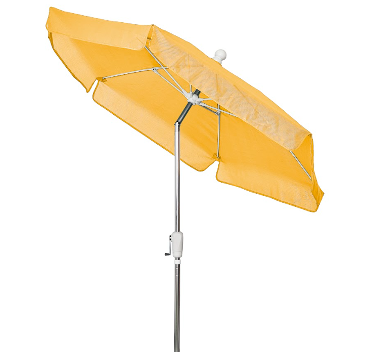 FiberBuilt Garden Umbrella with Crank Lift & Push Button Tilt, 7.5 Foot Black Canopy and Bright Aluminum Pole - 7GCRA-T-Black