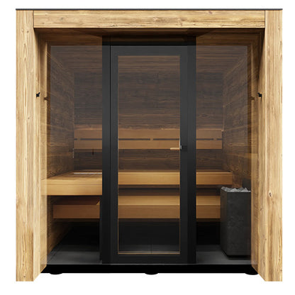 ThermaSol Fortis Sauna Cabin, Tinted Glass Front with Eave, Up to 4 Persons