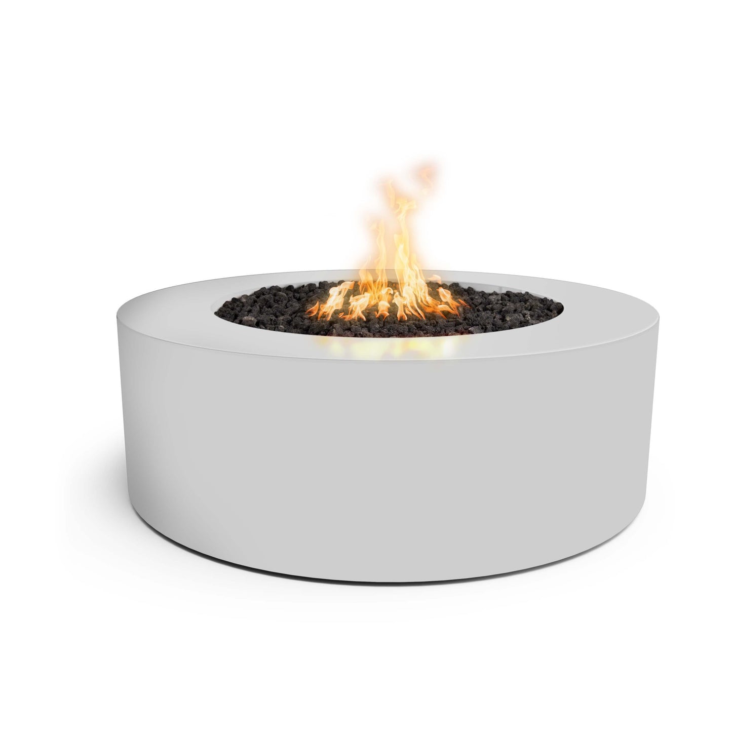 The Outdoor Plus 48-Inch White, Powder Coated Steel, Liquid Propane Fueled Unity Round Fire Pit with Match Lit Ignition - OPT-UNYPC48-WHT-LP