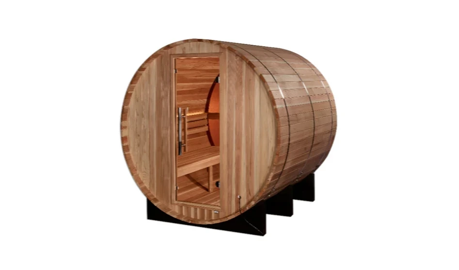 Golden Designs "Zurich" 4 Person Barrel with Bronze Privacy View - Traditional Sauna