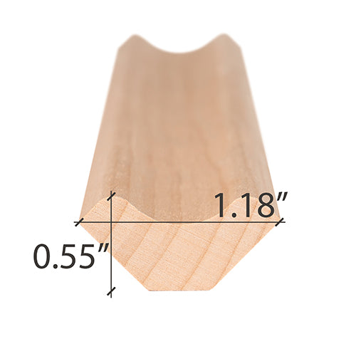 PROSAUNAS Alder Sauna Inside Corner Trim 1" x 2" Cove Moulding SI Profile