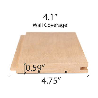 PROSAUNAS Alder Sauna Wall Cladding 1" x 5" Tongue & Groove Nickel-Gap STS4