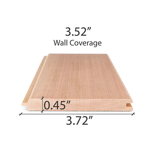 PROSAUNAS Cedar Sauna Wall Cladding 1/2" x 4" Vertical Grain A+ T&G V-Joint