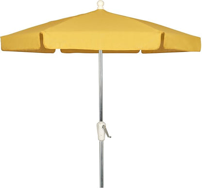 FiberBuilt Garden Umbrella with Crank Lift, 7.5 Foot Beige Canopy and Bright Aluminum Pole - 7GCRA-Beige