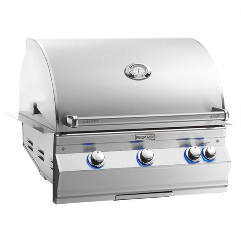 Image of Fire Magic Aurora A660i 30" Built-In Grill with Analog Thermometer, Backburner & Rotisserie Kit