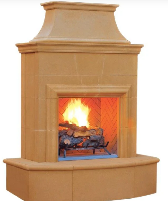 American Fyre Designs Vented Free-Standing Outdoor Petite Cordova Fireplace, 16" Radiused Bullnose, No Recess - 025-01-N-CB-LBC