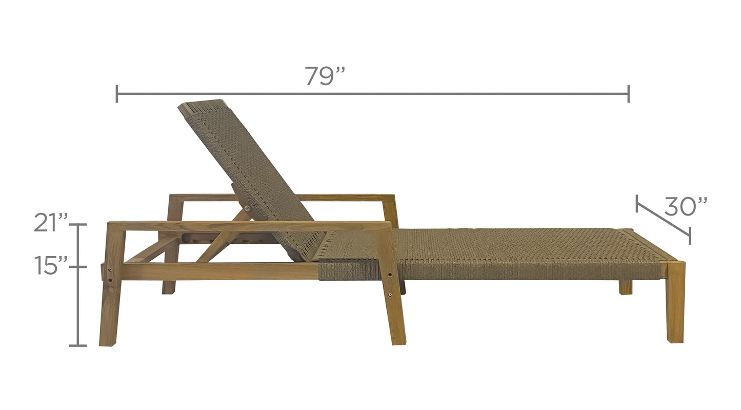 Chaise lounge with dimensions labeled on a white background