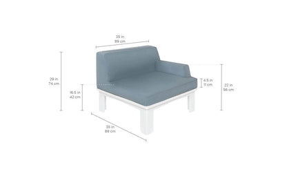 Ledge Lounger Mainstay Sectional Left Armchair (Available in 8 Resin Colors & 19 Fabrics) - LL-MS-S-LA-SET-WH-STD-4636