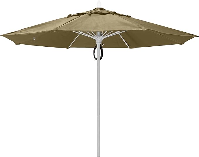 FiberBuilt Market Umbrella with Pulley & Pin Lift, 7.5 Foot Antique Beige Marine Grade Canopy and Champagne Bronze Pole - 7MPPCB-8600