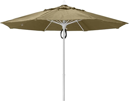 FiberBuilt Market Umbrella with Pulley & Pin Lift, 7.5 Foot Antique Beige Marine Grade Canopy and Champagne Bronze Pole - 7MPPCB-8600